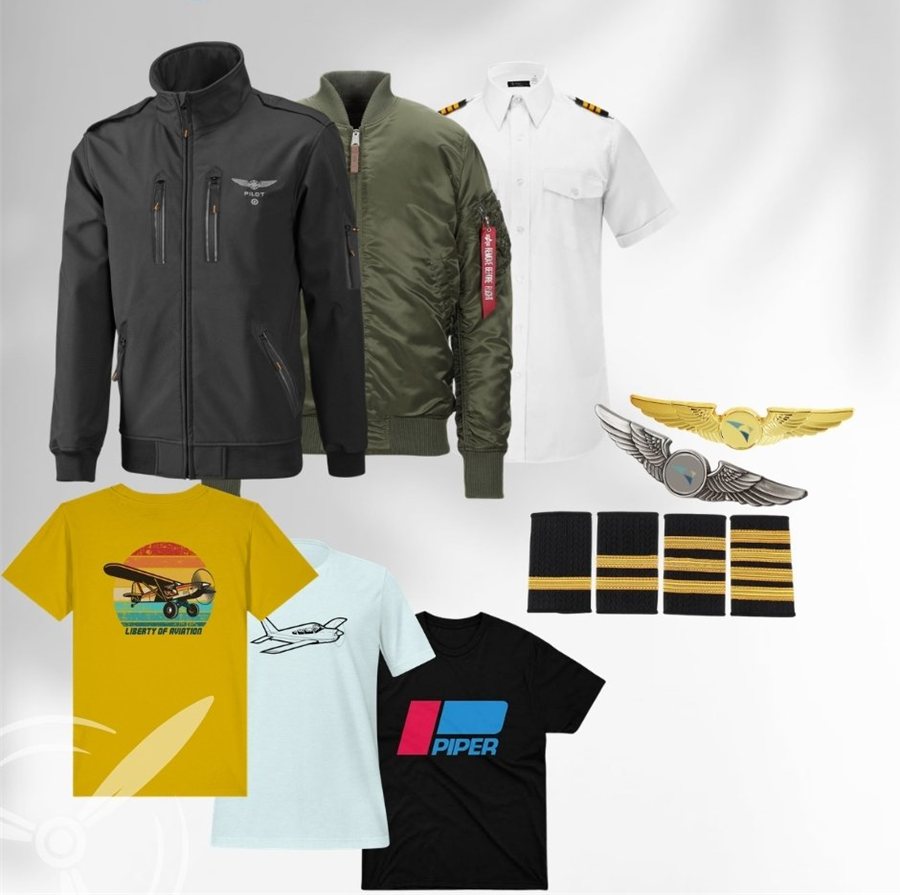 Pilot jackets, uniform shirts, epaulettes, wings and aviation T-shirts at the SAC Shop